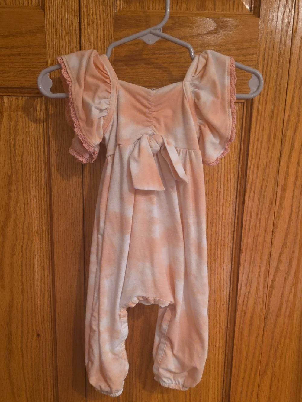 Jessica Simpson Peach & White Tie-Dye One-Piece Bodysuit